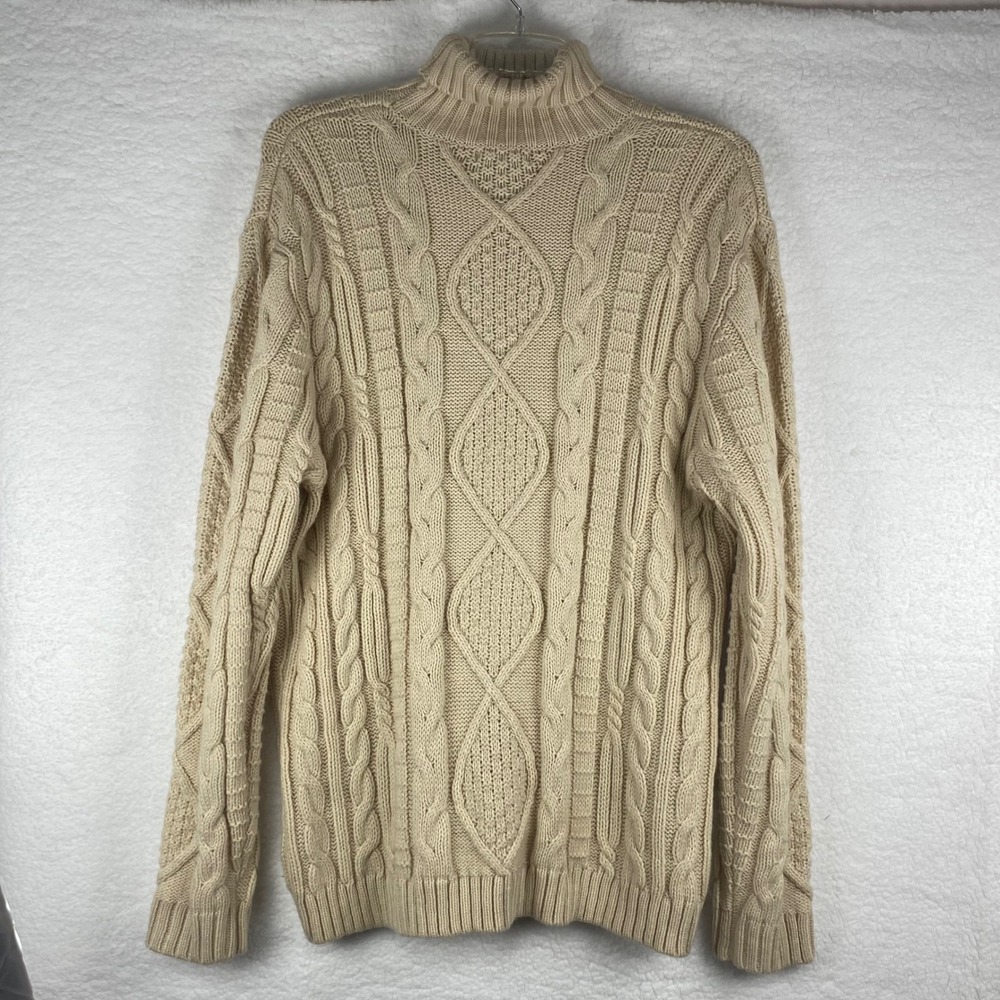 ASOS‎ Men's Beige Cable Knit Turtleneck Sweater 2XL Wool Blend